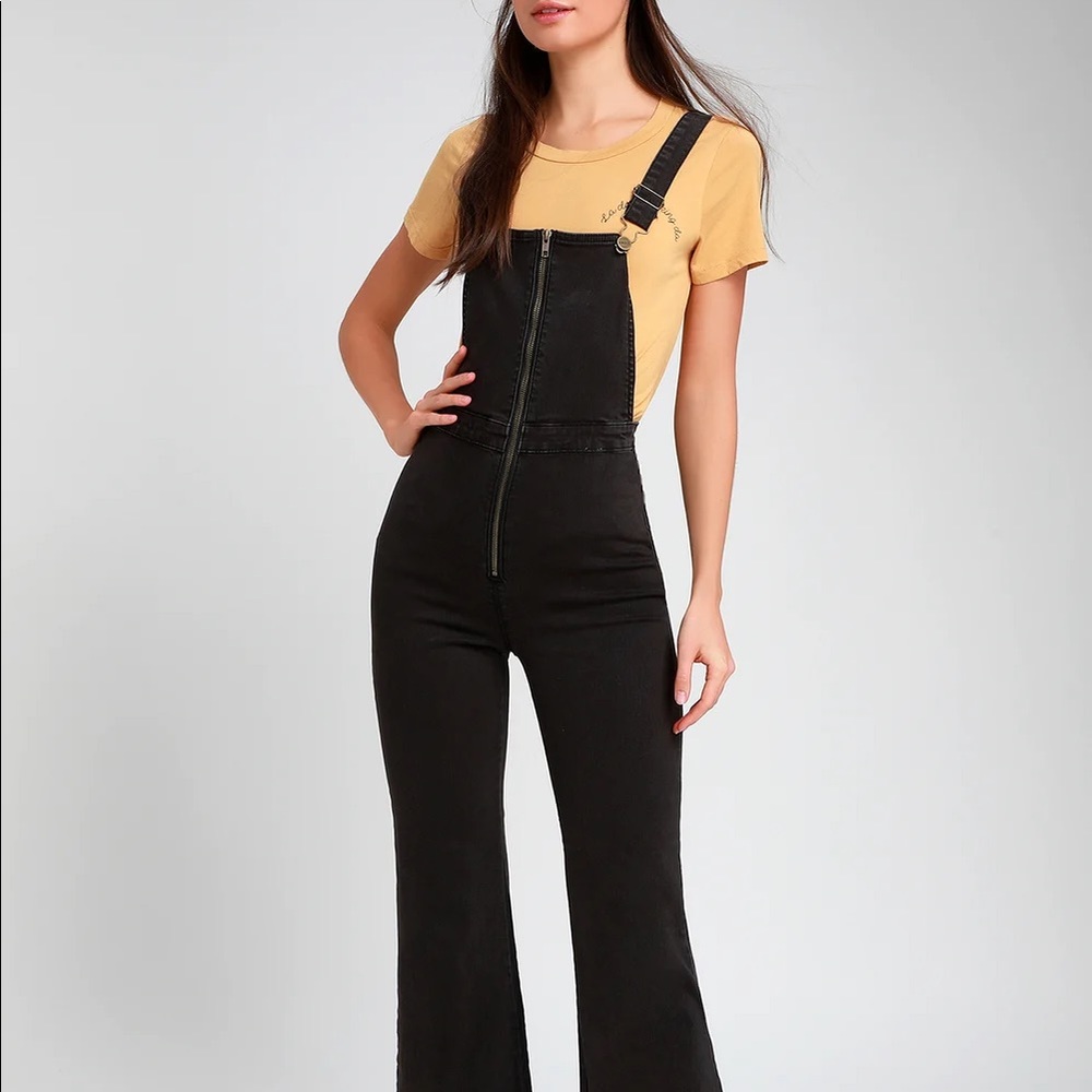Amuse Society Paloma Black HighWaisted Overalls XS